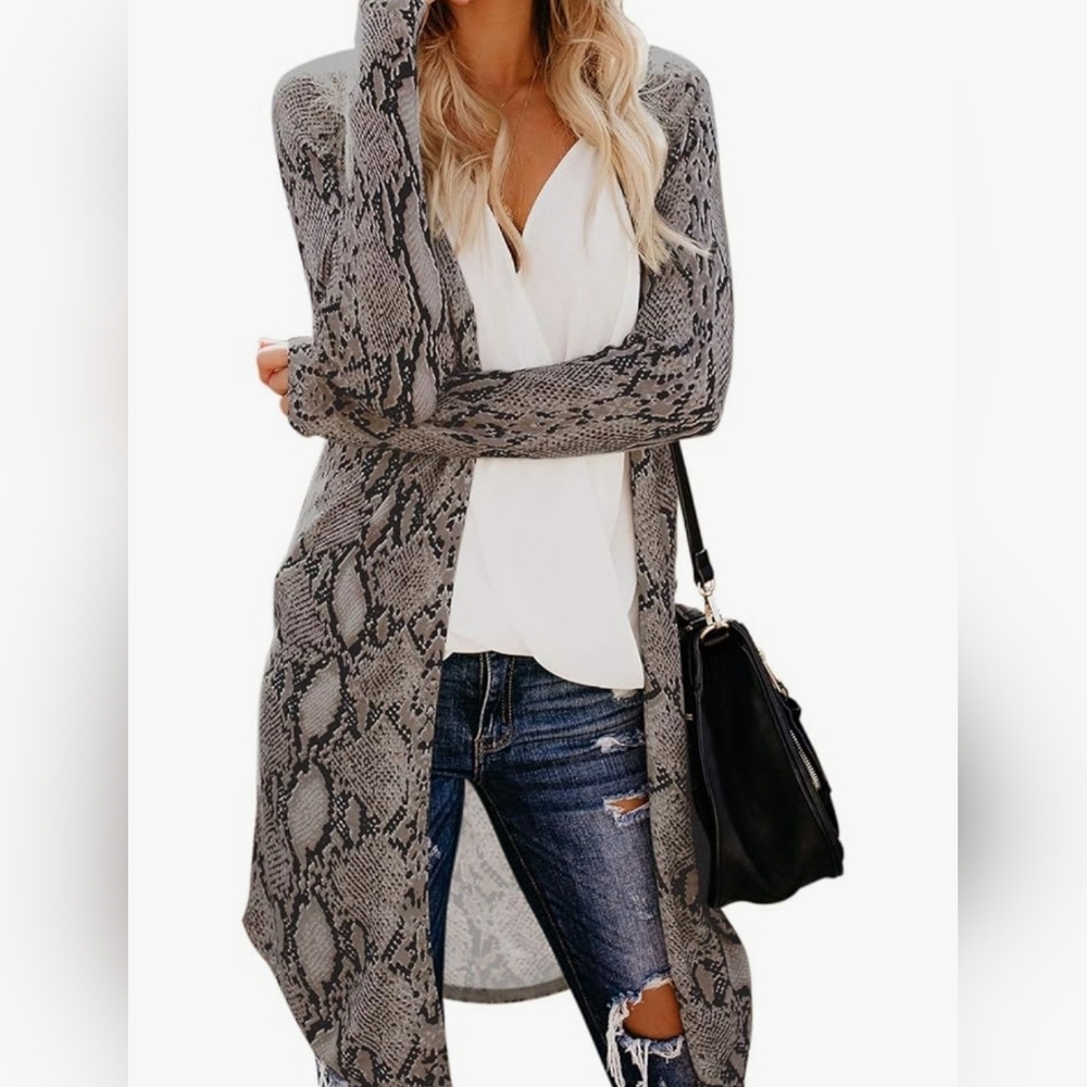Duster Snakeskin Print Womens Casual Fashion Open Duster 🐍